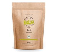 Biotiva Polvo de Tulsi orgánico 250g - Albahaca india - Ocimum Tenuiflorum - Albahaca real - vegano - Embotellado y controlado en Alemania (DE-ÖKO-005)