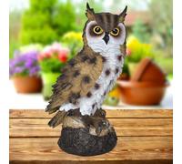 Biotop,Búho Espantapájaros,Gira la Cabeza con el Viento,Búho De Simulación Realista Pájaro De Jardín Adorno De Búho Falso para Jardín. No Necesita Pilas,Marrón