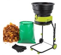 Biotrituradora Eléctrica 2500W Para Jardín Con Bolsa Y Ruedas, Trituradora De Hojas 8000 RPM, Sis-tema Seguro Sin Cuchillas, Reducción 17:1 Compostaje(Standard)