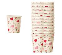 Biovira - Vasos de café de 80 ml, 100 unidades de papel biodegradable, resistentes y antipérdidas, perfectos para espresso, bar, oficina y kit de café - Edición San Valentín