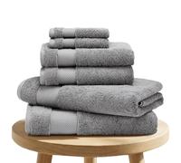 BIOWEAVES Juego de 6 Toallas de Felpa 100% algodón orgánico de 700 g/m², Certificado Gots, 2 Toallas de baño, 2 Toallas de Mano y 2 paños para la Cara, Color Gris Claro
