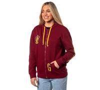 Bioworld Harry Potter Hogwarts Alumni House Crest - Sudadera ligera con capucha y cremallera para mujer, Gryffindor, M
