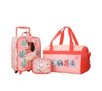 Bioworld Juego de equipaje juvenil de 3 y 4 piezas Carro On, Pua & Moana Pink, Talla unica