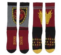 Bioworld Juego de Trono: House Of The Dragon Crew - Calcetines deportivos acolchados Targaryen Caraxes para hombres y mujeres, 2 pares, Varios colores, talla única