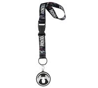 Bioworld Marvel Venom - Correa de muñeca para llaves con llavero de goma de 2 pulgadas, correa de mano y muñeca, soporte para tarjeta de identificación, Venom V2, talla única