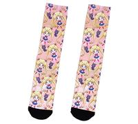 Bioworld Sailor Moon Crystal Anime Sailor Moon And Artemis Chibi Calcetines sublimados, Rosado