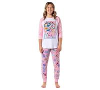 Bioworld Sailor Moon - Pijama para mujer con póster de personajes, camiseta raglán y pantalones deportivos, Rosado, XXL