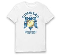 Bioworld Warhammer 40,000 Ultramarines Angels of Death Courage and Honor - Camiseta para adultos, blanco, 5XL