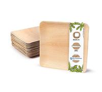 BIOZOYG 200x de platos de hoja de palma 25 x 25 cm - Platos desechables compostables y naturales - Vajilla de fiesta cuadrada