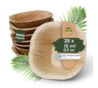 BIOZOYG 25x Platos de Salsa de Hoja de Palma 15 ml Cuadrados - Mini Platillos para Comida de Dedo - Pequeños Platillos para Dips, Salsas y Aderezos