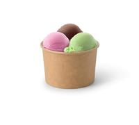 BIOZOYG 50 piezas Cuencos para helado de cartón 200 ml marrón - vasos desechables sin plástico y reciclable - cuenco de postre para llevar