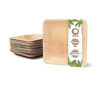 BIOZOYG 50x de platos de hoja de palma 18 x 18 cm - Platos desechables compostables y naturales - Vajilla de fiesta cuadrada