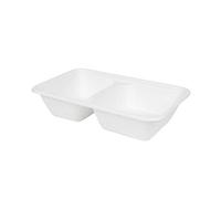 BIOZOYG bandejas de menú de caña de azúcar 2 divisiones 1000 ml I 500 piezas caja de menú de kebab compostable hecha de bagazo - biodegradable I blanco, cuadrado 500 piezas