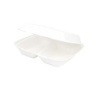 BIOZOYG bandejas de menú de caña de azúcar con 2 compartimentos I vajilla Take Away sostenible y biodegradable I para platos fríos y calientes sin revestir 25x20x7,5 cm I 200 unidades