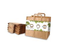 BIOZOYG bolsas de papel con mango plano 80 g/m² 32x22x27cm I papel sólido bolsas papel kraft capacidad de carga 5-7 kg I XXL I bolsas de papel con fondo plano I marrón 100 pc