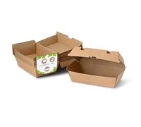 BIOZOYG Caja de cartón kraft Take Away 200 piezas I Cajas de comida robustas con tapa de bisagra alta I Caja de snacks I Envase To Go de cartón marrón 21,4 x 11,4 x 8,5 cm I Biodegradable