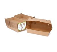 BIOZOYG Caja de cartón Take Away 50 piezas I Cajas de comida robustas con tapa de bisagra alta I Caja de snacks de cartón kraft I Envase To Go de cartón marrón 13 x 24,8 x 7,5 cm I Biodegradable