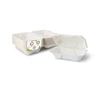 BIOZOYG Caja de hamburguesa de caña de azúcar con tapa contigua I 50 piezas embalaje de bocadillos compostable de bagazo - biodegradable I caja de menú de patatas fritas cuadrada I almuerzo to go 22,9