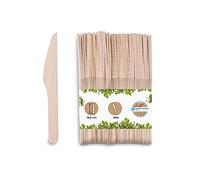 BIOZOYG Cuchillo desechable de madera 100 piezas 16.5cm | cubertería cuchillo cuchillería de madera bio desechables Vajillas desechables madera desechables cuchillo madera una vez