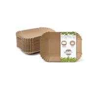 BIOZOYG Cuenco de cartón 18 x 13 x 3 cm I plato para snacks marrón de cartón reciclado para papas fritas, currywurst, etc. I reciclable - ecológico I cuencos rectangulares 50 unidades