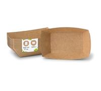 BIOZOYG Cuenco tipo Barco de cartón con recubrimiento orgánico para aperitivos I vajilla desechable biodegradable I plato para servir salsas I Cuenco para llevar 500 ml 500 piezas