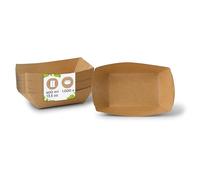 BIOZOYG Cuenco tipo Barco de cartón con recubrimiento orgánico para aperitivos I vajilla desechable biodegradable I plato para servir salsas I Cuenco para llevar 400 ml 1000 piezas