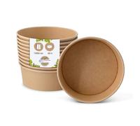 BIOZOYG Cuencos desechables 50 unidades 1000 ml marrón - Cuencos para sopa contenedores de cartón para alimentos - Cajas para llevar recipientes para ensaladas caja de almuerzo desechable