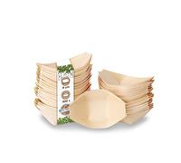 BIOZOYG Cuencos hondo madera de pino I platos desechables orgánicos sostenibles y compostables I Snack bowl bocadillos currywurst papas fritas Sushi I cuenco alimentos fríos y calientes 200 piezas