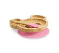 BIOZOYG Juego de Platos de Bambú Ratón I Plato con Ventosas y Cuchara - Certificado FSC I Platos de Madera de Bambú para Niños - Plato y bol para Niños I Vajilla de Bambú para Bebés rosa