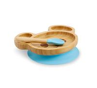 BIOZOYG Juego de Platos de Bambú Ratón I Plato con Ventosas y Cuchara - Certificado FSC I Platos de Madera de Bambú para Niños - Plato y bol para Niños I Vajilla de Bambú para Bebés azul