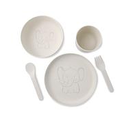 BIOZOYG juego de vajilla infantil 5 piezas bioplásticas I juego de desayuno apto para lavavajillas I juego plato-bol-taza-cuchara-tenedor I regalo para niños I vajilla infantil con motivo elefante