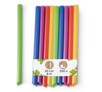 BIOZOYG pajitas para bubble tea 200 unidades 20 cm Ø 1,2 cm surtidas pajitas reutilizables con punta resistentes y aptas lavavajillas pajitas extra anchas ideales bubble tea perlas de fruta y tapioca