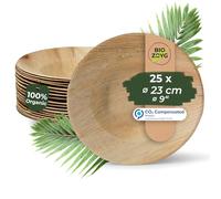 BIOZOYG Palmware Plato de sopa profunda I profundo 23 cm 25 piezas platos vajilla de hojas de palma Ensaladera de pasta I vajillas desechables compostable biodegradable