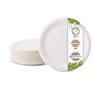BIOZOYG Plato de cartón blanco redondo Ø23 cm I Plato de fibra virgen para papas fritas, pasteles, currywurst, etc. I reciclable - ecológico - biodegradable I Plato de cartón I 500 unidades