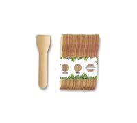 BIOZOYG porcionador para helado ecológico I 100 palitos de helado de papel marrón I cucharas de postre de helado biodegradables I cuchara de papel desechable I cucharas de helado sostenibles