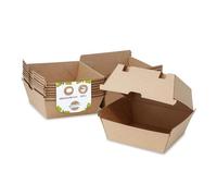 BIOZOYG Take Away Burger Box 200 piezas I robustas cajas de hamburguesas con tapa de bisagra alta I embalaje para To Go Burger de cartón kraft marrón 16,8 x 15,4 x 9,8 cm I biodegradable