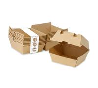 BIOZOYG Take Away Burger Box 250 piezas I robustas cajas de hamburguesas con tapa de bisagra alta I embalaje para To Go Burger de cartón kraft marrón 13 x 14 x 8 cm I biodegradable