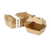 BIOZOYG Take Away Burger Box 50 piezas I robustas cajas de hamburguesas con tapa de bisagra alta I embalaje para To Go Burger de cartón kraft marrón 13 x 14 x 8 cm I biodegradable