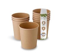 BIOZOYG Taza Bio orgánica de cartón Kraft I taza compostable con recubrimiento Taza Sopera de Cartón To Go Taza para Helado I 25 Vasos orgánicos desechable biodegradable 800 ml
