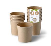 BIOZOYG Taza de Sopa 25 pieza 300 ml / 12 oz, Ø 90 mm, marrón - Taza grande, vasos carton - Vasos y platos desechables - Poke bowl, ramen bowl, vasitos aperitivos, cuenco sopa