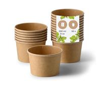 BIOZOYG Taza de Sopa 50 pieza 200 ml / 8 oz, Ø 90 mm, marrón - Taza grande, vasos carton - Vasos y platos desechables - Poke bowl, ramen bowl, vasitos aperitivos, cuenco sopa