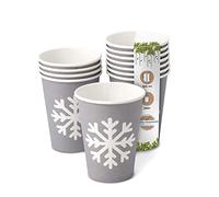 BIOZOYG Tazas de Cafe desechables de carton 300 ml / 12 oz gris Motivo del Invierno I 250 Vasos de Cafe para llevar desechables I Vajilla ecologica