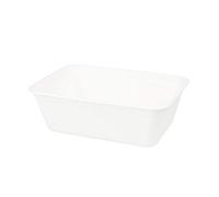 BIOZOYG Tazón Rectangular orgánico desechable de bagazo caña de azúcar vajilla biodegradable I caja menú sin dividir desechable compostables 500 ml I 50 Cajas rectangulares 12x17 cm blanco