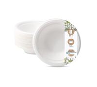 BIOZOYG Vajias desechables platos de caña de azúcar I vajilla compostables, biodegradables I Platos de sopa taza platos de pasta plato de servir I 1000 x plato de sopa 400 ml, redondo 18cm