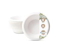 BIOZOYG Vajias desechables platos de caña de azúcar I vajilla compostables, biodegradables I Platos de sopa taza platos de pasta plato de servir I 50 x plato de sopa 250 ml, redondo 16cm
