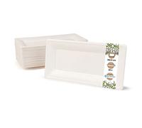 BIOZOYG vajilla desechable de caña de azúcar compostables I 50 pieza plato de fiesta rectangular 26 x 13 cm blanco I plato biodegradables de caña de azúcar para aperitivos entradas antipasto Steak