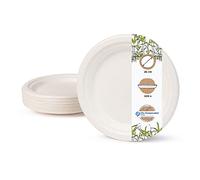 BIOZOYG Vajilla ecológica de bagazo desechable I 500 piezas Platos de caña de azúcar blanca Redondo blanqueada 26 cm I Vajilla Desechable Bio plato de comer plato de fiesta