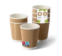 BIOZOYG Vasos de cartón 100 unidades 200 ml / 8 oz, 80 mm, marrón - Vasos para bebidas calientes - Vasos de cartón para café para llevar - Vasos desechables, alternativa a los vasos de poliestireno