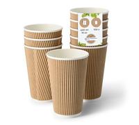 BIOZOYG Vasos de cartón 100 unidades 400 ml / 8 oz, 80 mm, marrón - Vasos para bebidas calientes - Vasos de cartón para café para llevar - Vasos desechables, alternativa a los vasos de poliestireno