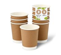 BIOZOYG Vasos de cartón 250 unidades 200 ml / 8 oz, 80 mm marrón - Vasos desechables para café - Vasos de cartón para bebidas calientes - Alternativa a los vasos de poliestireno, vasos de papel